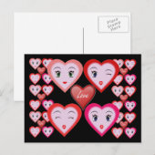 Valentijnse  houden van Snoep Hoorten en gezichten Feestdagenkaart (Voorkant / Achterkant)