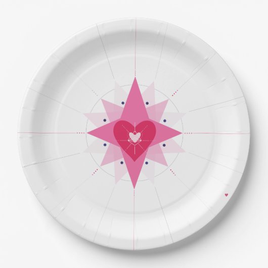 Valentijnse huwelijkshartillustratie papieren bordje (Voorkant)