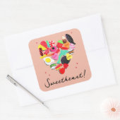Valentijnse  Je bent zo'n goed snoep hart Vierkante Sticker (Envelop)