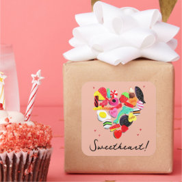 Valentijnse  Je bent zo'n goed snoep hart Vierkante Sticker