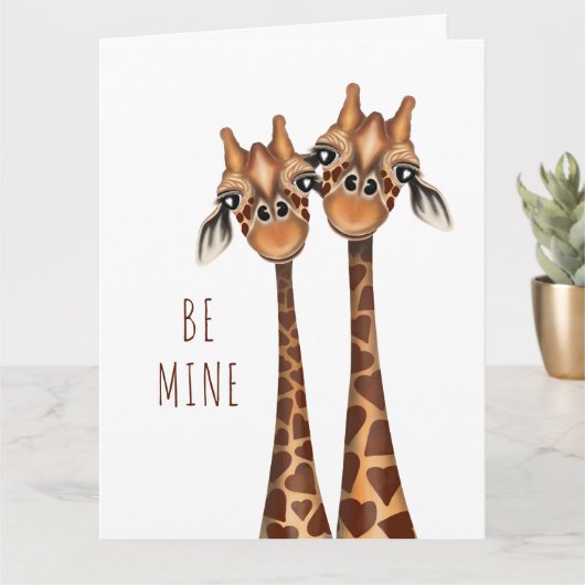 Valentijnse Kaart - 'Be Mine'-liefhebbende Giraffe (Kleine Plant)