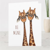Valentijnse Kaart - 'Be Mine'-liefhebbende Giraffe (Voorkant)