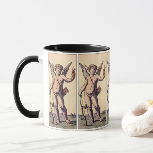 Valentijnse Kaart Cupido geblinddoekt,  Tarot Mok (Met donut)