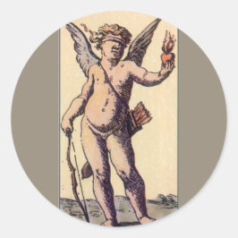 Valentijnse Kaart Cupido geblinddoekt,  Tarot Ronde Sticker