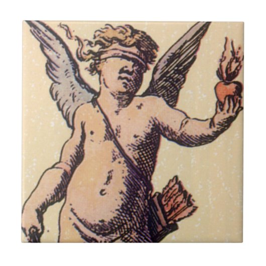 Valentijnse Kaart Cupido geblinddoekt,  Tarot Tegeltje (Voorkant)