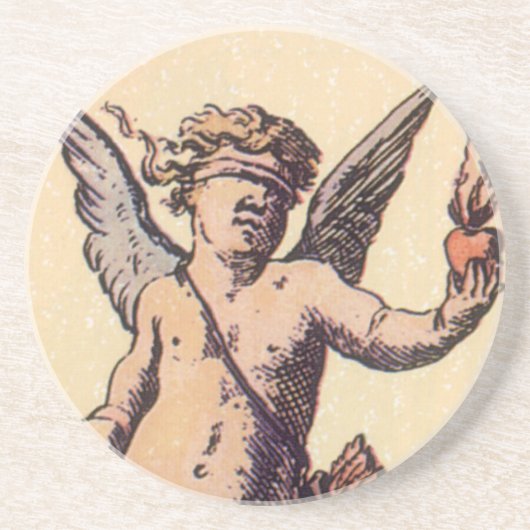 Valentijnse Kaart Cupido geblinddoekt, Tarot Zandsteen Onderzetter (Voorkant)