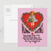  Valentijnse Kaart Heart Wreath and Girl (Voorkant / Achterkant)