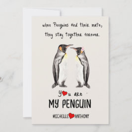 Valentijnse Kaart Penguin Gepersonaliseerde Romant