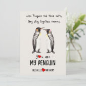 Valentijnse Kaart Penguin Gepersonaliseerde Romant (Staand voorkant)