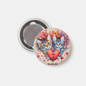 Valentijnse katten met hart magneet (Voorkant / Achterkant)
