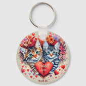Valentijnse katten met hart sleutelhanger (Voorkant)
