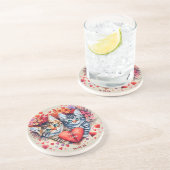 Valentijnse katten met hart zandsteen onderzetter (Zijkant)