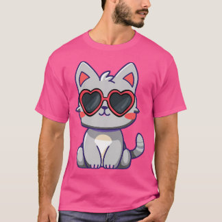 Valentijnse Kattenkitten Dragen Zonnebril Heart Ca T-shirt