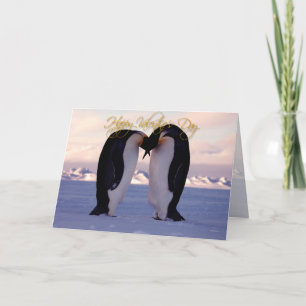 Valentijnse keizer pinguïns zoenen feestdagen kaart