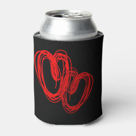 Valentijnse ketched Hearts BLK - Aanpassen Blikjeskoeler