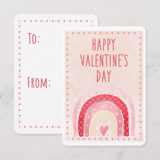 Valentijnse klaslokalen Kinder roze regenboogharte (Voorkant / Achterkant)