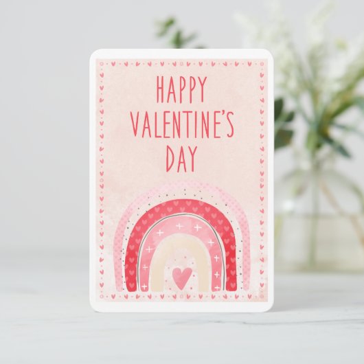 Valentijnse klaslokalen Kinder roze regenboogharte (Staand voorkant)