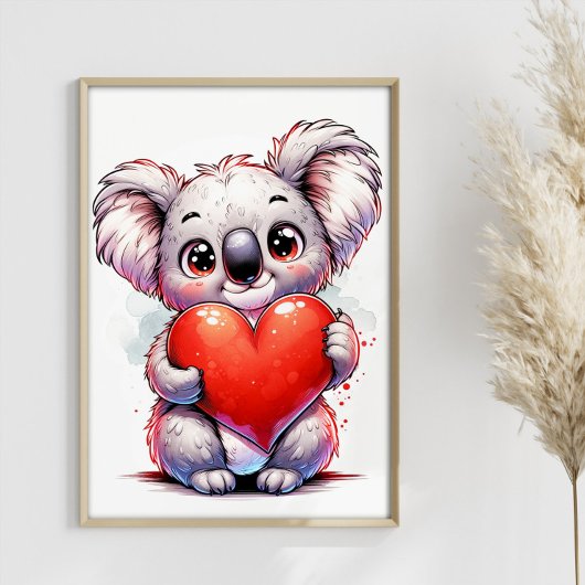 Valentijnse Koala Schattige Koala Hart Poster