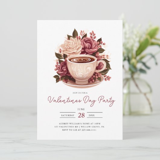 Valentijnse koffie Galentines Party Kaart (Staand voorkant)