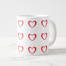 Valentijnse koffie-Mok met rood hartpatroon Grote Koffiekop