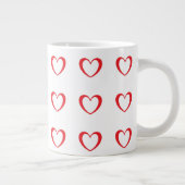 Valentijnse koffie-Mok met rood hartpatroon Grote Koffiekop (Rechts)