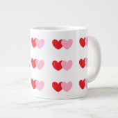 Valentijnse koffie-Mok met roze en rode harten Grote Koffiekop (Voorkant rechts)