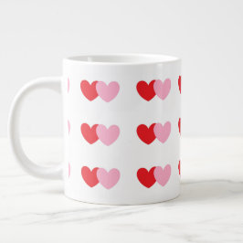 Valentijnse koffie-Mok met roze en rode harten Grote Koffiekop