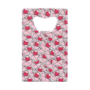 Valentijnse kunsten op enveloppen creditkaart flessenopener