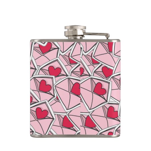 Valentijnse kunsten op enveloppen heupfles (Achterkant)