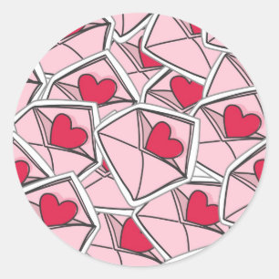 Valentijnse kunsten op enveloppen ronde sticker
