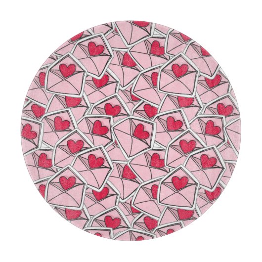 Valentijnse kunsten op enveloppen snijplank (Voorkant)