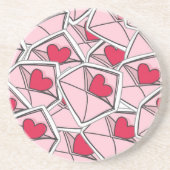 Valentijnse kunsten op enveloppen zandsteen onderzetter (Voorkant)