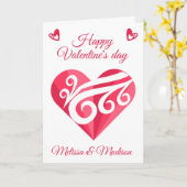 Valentijnse Lesbian Pink Heart Kaart (Gele Bloem)