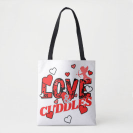 Valentijnse liefde en knuffels tote bag