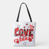 Valentijnse liefde en knuffels tote bag (Achterkant)
