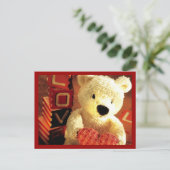 "Valentijnse liefde teddybeer met hart" Briefkaart (Staand voorkant)