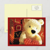 "Valentijnse liefde teddybeer met hart" Briefkaart (Voorkant / Achterkant)