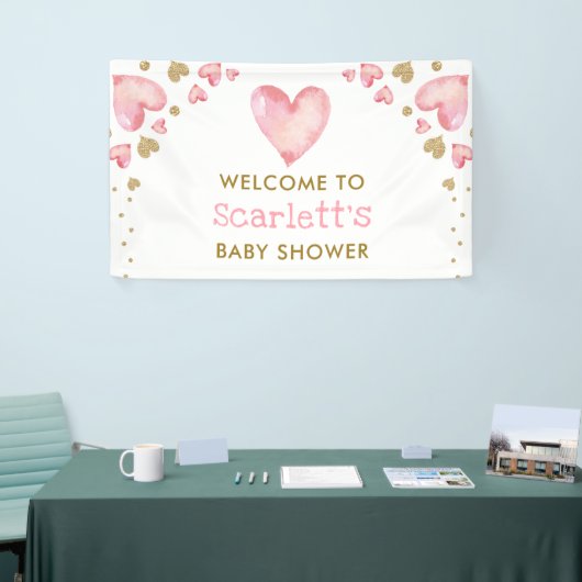 Valentijnse liefje Roze gouden baby Welkom Spandoek (Beurs)
