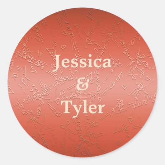 Valentijnse . Liefs. monogram. Ronde Sticker (Voorkant)