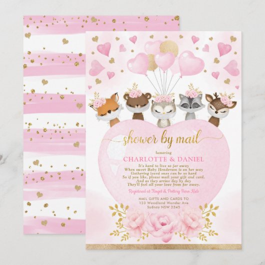 Valentijnse  Lieverd Woodland Baby shower per post Kaart (Voorkant / Achterkant)