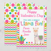Valentijnse Llama Fun Classroom Feestdagenkaart (Voorkant / Achterkant)