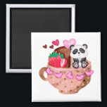 Valentijnse Love Panda Mok Square Magnet<br><div class="desc">Valentijns Mok Liefde Panda Gift Square Magnet Classic Collectie.</div>