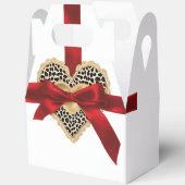 Valentijnse Luipaard Print Hart Rood Lint Gift Box Bedankdoosjes (Open)