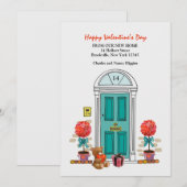 Valentijnse mededeling over verplaatsingen feestdagenkaart (Voorkant / Achterkant)