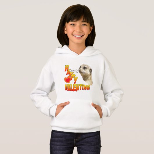 Valentijnse Meerkat Girls Pullover Hoodie (Voorkant volledig)