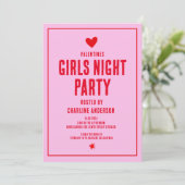 Valentijnse meisjes nacht feest kaart (Staand voorkant)