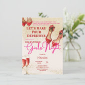 Valentijnse Meisjes Nachtfeest Kaart (Staand voorkant)