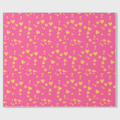 Valentijnse  met roze en gele harten cadeaupapier (Vlak)
