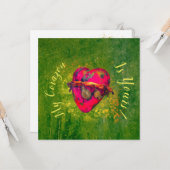 Valentijnse Mexicaanse  rode hartkaart W/Groene ka Kaart (Voorkant / Achterkant in situ)