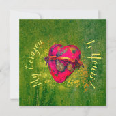 Valentijnse Mexicaanse  rode hartkaart W/Groene ka Kaart (Voorkant)